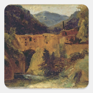 Mill in the valley near Amalfi, 1829 Square Sticker