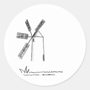 mill on white background classic round sticker