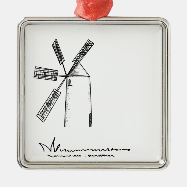 mill on white background metal ornament (Front)