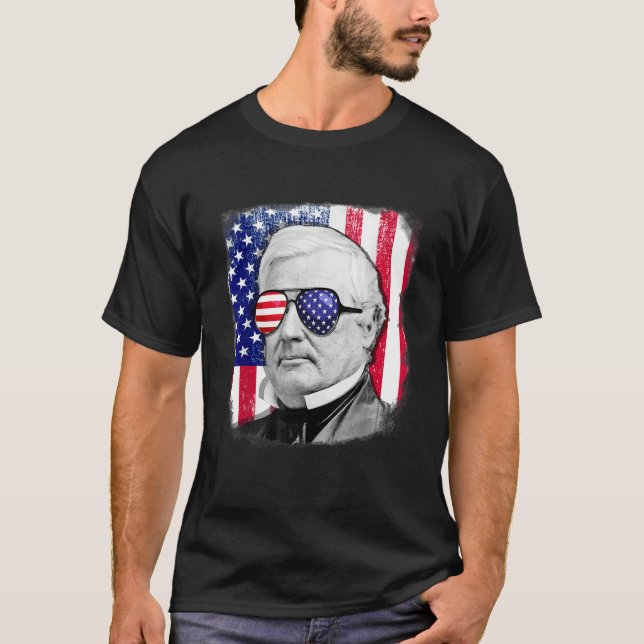 Millard Fillmore US flag TShirt 4th of July (Front)