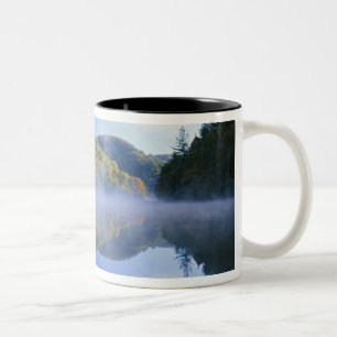 Millcreek Lake and autumn colours at sunrise, Two-Tone Coffee Mug