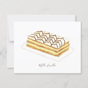 Mille-feuille pastry watercolor card