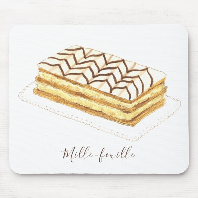 Mille-feuille pastry watercolor mouse pad (Front)