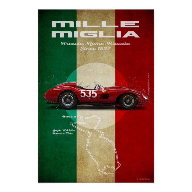 Mille Miglia Vintage Ferrari 315S Taruffi Poster (Front)