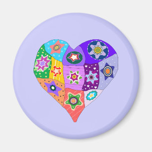 Millefiori quilt heart magnet