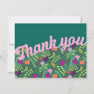Millefleur Stylised Flowers Jewel Tones Thank You Postcard