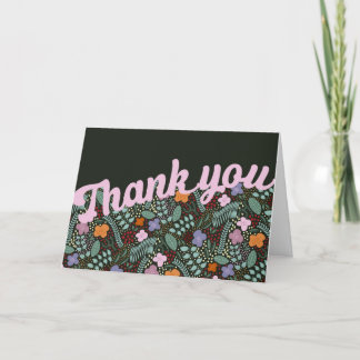 Millefleur Stylised Flowers Warm Tones Thank You Card