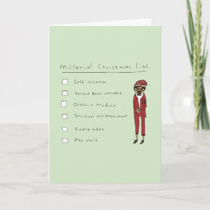 Millenial Christmas List   Funny Comic Card