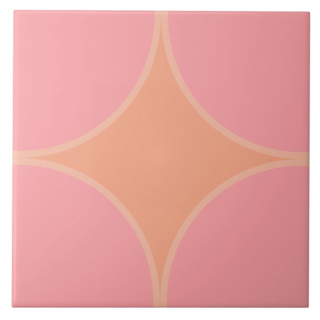 Millenial pink and apricot peach quarter circle ceramic tile (Front)