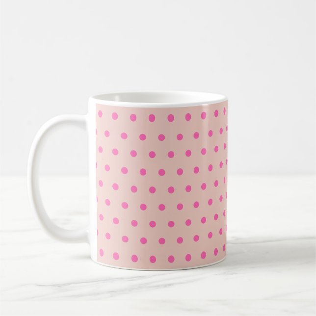 Millennial and Hot Pink Polka Dots Clean Simple  Coffee Mug (Left)