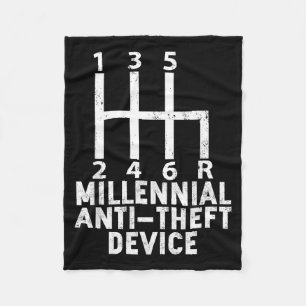 Millennial Anti Theft Device _ Funny Stick Shift Fleece Blanket
