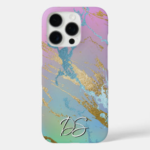 Millennial Marble   Playful Rainbow Ombre Monogram iPhone 16 Pro Case