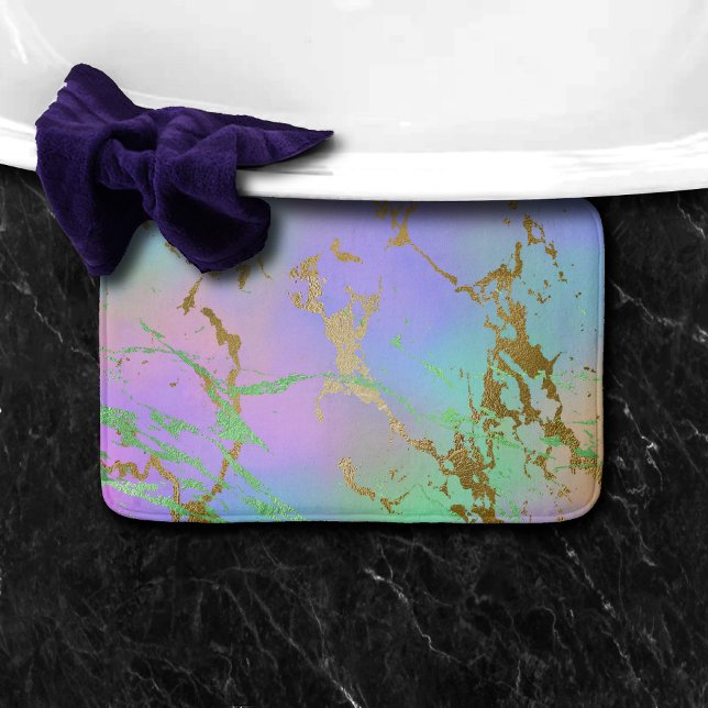 Millennial Marble | Playful Rainbow Pastel Ombre Bath Mat (Creator Uploaded)