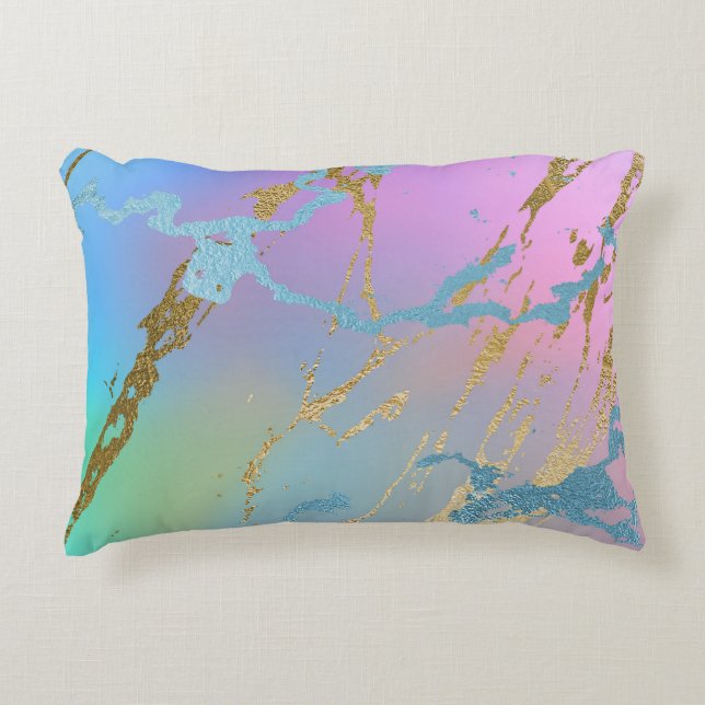 Millennial Marble | Playful Rainbow Pastel Ombre Decorative Cushion (Front)