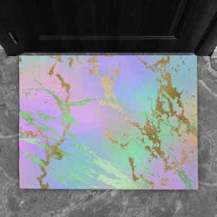 Millennial Marble   Playful Rainbow Pastel Ombre Doormat
