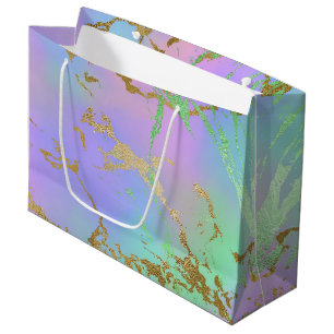 Millennial Marble Playful Rainbow Pastel Ombre Large Gift Bag
