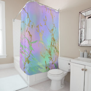 Millennial Marble   Playful Rainbow Pastel Ombre Shower Curtain