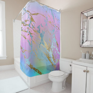 Millennial Marble   Playful Rainbow Pastel Ombre Shower Curtain