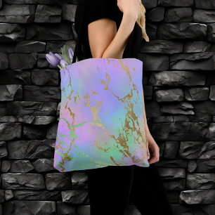 Millennial Marble Playful Rainbow Pastel Ombre Tote Bag