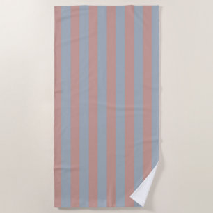 Millennial Pink And Ice Blue Colour Block Stripes  Beach Towel
