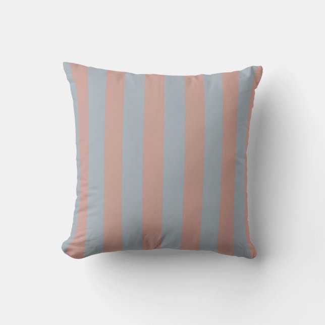 Millennial Pink And Ice Blue Colour Block Stripes  Cushion (Front)