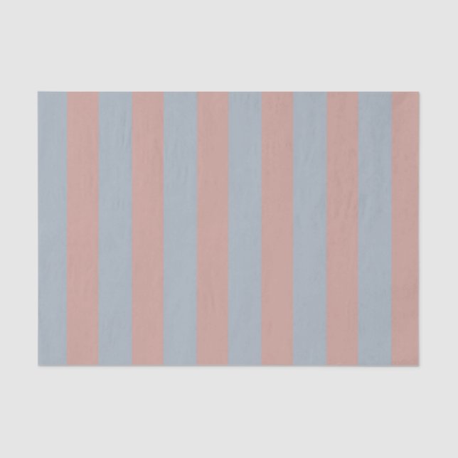 Millennial Pink And Ice Blue Colour Block Stripes  Tissue Paper (Front)