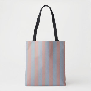 Millennial Pink And Ice Blue Colour Block Stripes Tote Bag