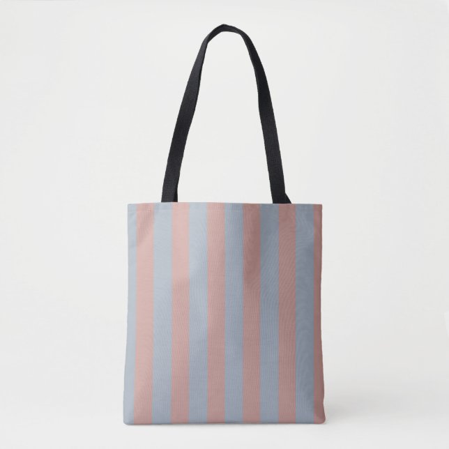 Millennial Pink And Ice Blue Colour Block Stripes  Tote Bag (Front)