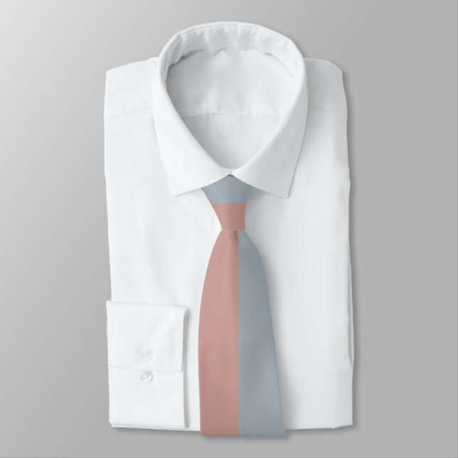 Millennial Pink And Ice Blue Grey Colour Stripes Tie (Tied)