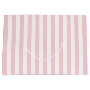 Millennial Pink and White Stripe Large Gift Bag