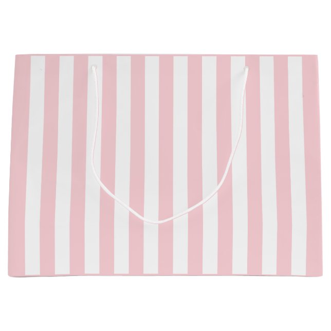 Millennial Pink and White Stripe Large Gift Bag (Front)