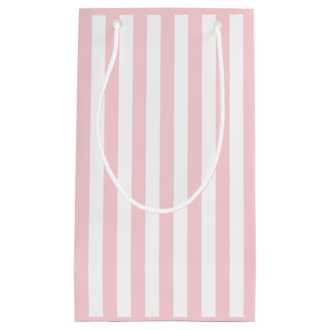 Millennial Pink and White Stripe Small Gift Bag (Front)