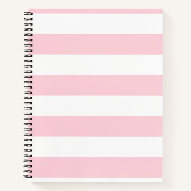 Millennial Pink and White Stripes Notebook (Front)