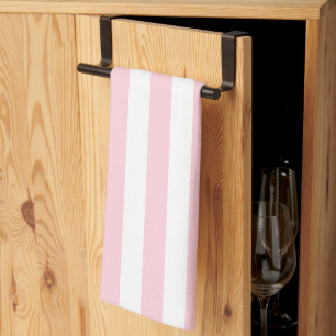 Millennial Pink and White Stripes Tea Towel