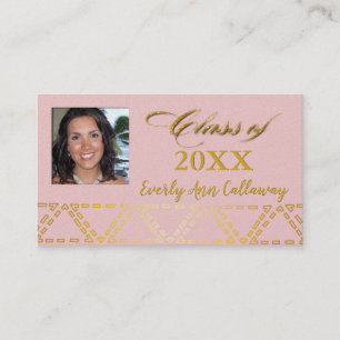 Millennial Pink Class of Photo Graduation Calling Card