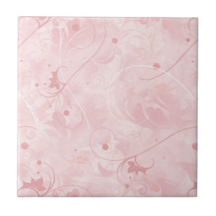 Millennial Pink Feminine Floral Pattern Ceramic Tile