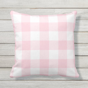 Millennial Pink Gingham Check Plaid Pattern Cushion