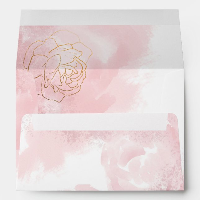 Millennial Pink Watercolor Abstract Envelope (Back (Bottom))