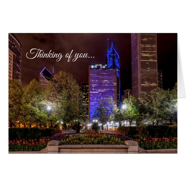 Millennium Park Spring Season Night Thinking Card (Front Horizontal)