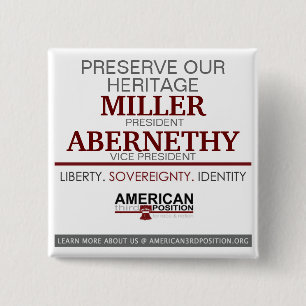 Miller/Abernethy 2012 15 Cm Square Badge