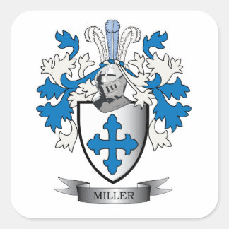 Miller Family Crest Coat of Arms Square Sticker