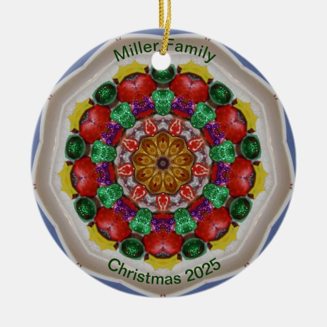 MILLER FAMILY ~ Personalised Christmas Fractal ~ Ceramic Ornament (Front)