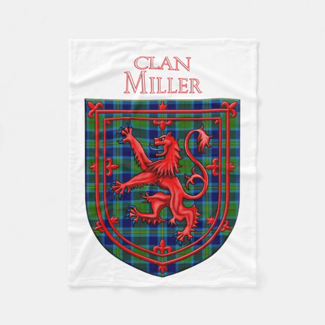Miller Tartan Scottish Plaid Lion Rampant Fleece Blanket (Front)