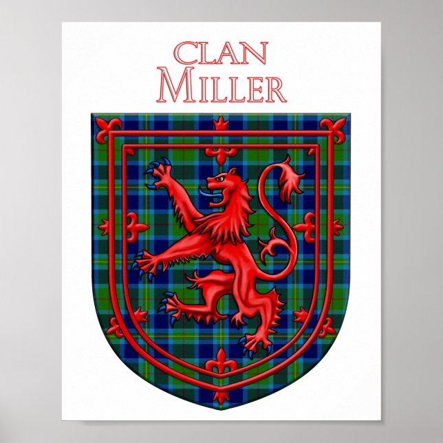 Miller Tartan Scottish Plaid Lion Rampant Poster (Front)