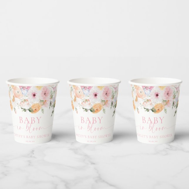 Millie Floral Baby In Bloom Baby Shower Paper Cups (Multi)