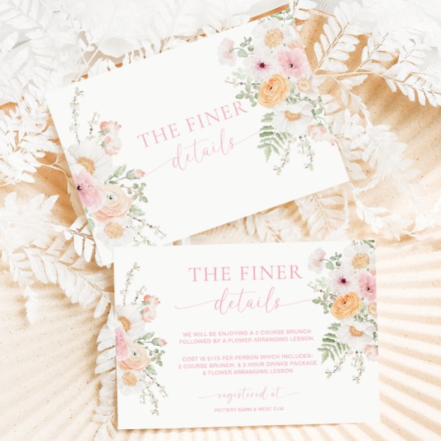 Millie Floral Bridal Shower Details Enclosure Card (Bridal Shower Finer Details Card)