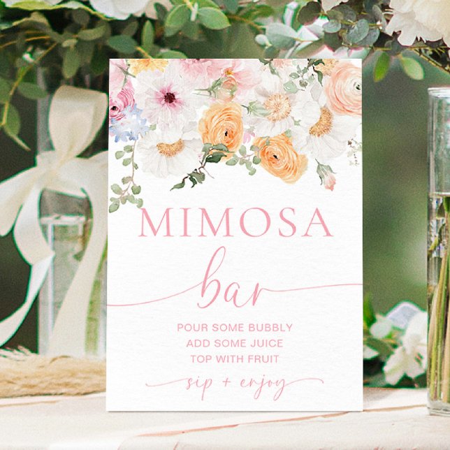 Millie Floral Mimosa Bar Poster (Mimosa Bar Sign Millie Floral )