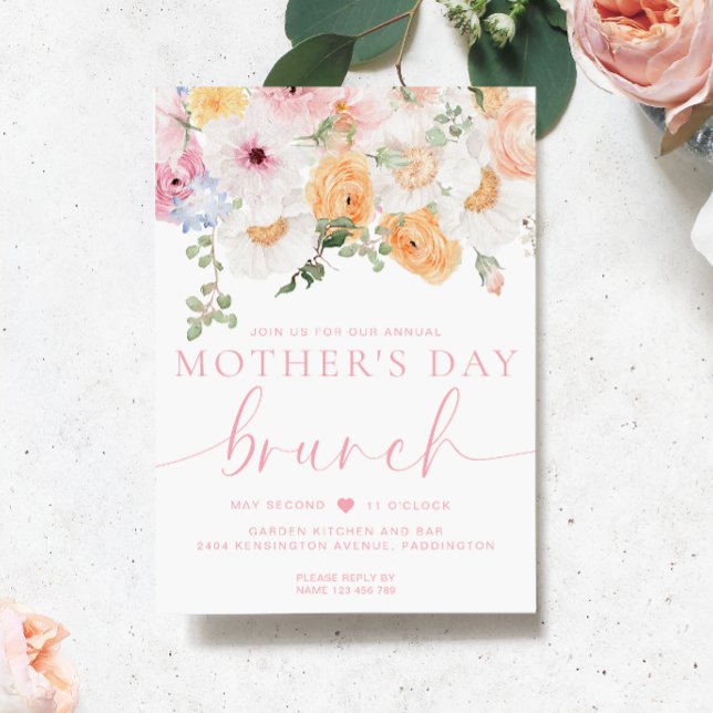 Millie Floral Mother's Day Brunch Invitation (Mothers Day Brunch Invitation Millie Floral )