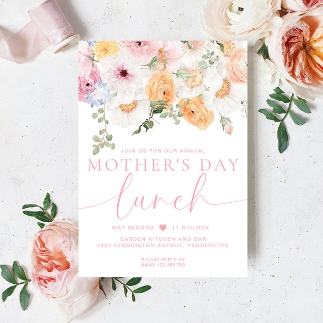Millie Floral Mother's Day Lunch Invitation (Mothers Day Lunch Invitation Millie Floral )