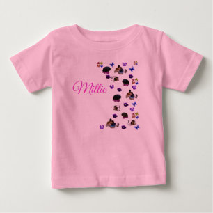 "Millie" With Guinea Pigs And Pansies, Baby T-Shirt